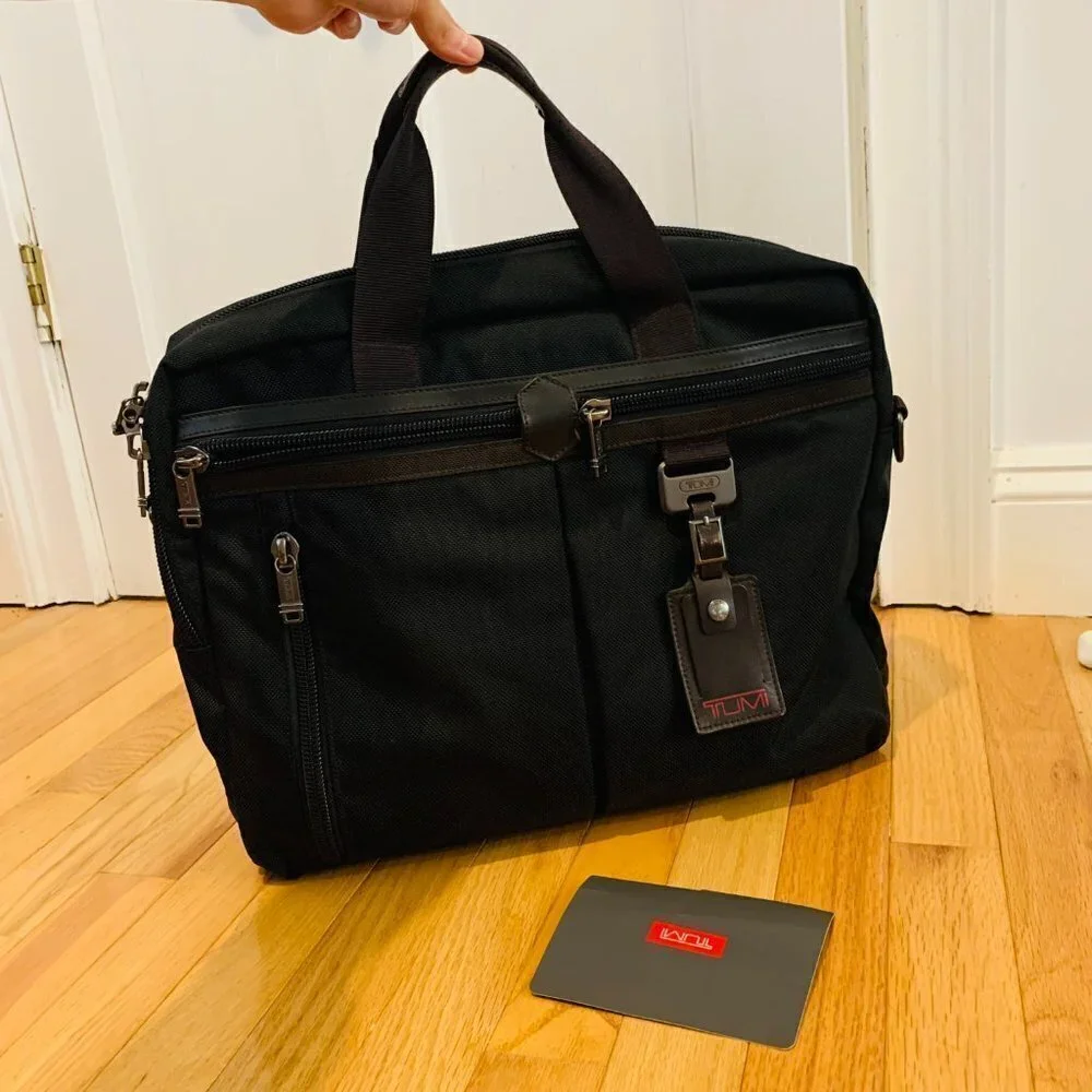 $525 TUMI Alpha Black Ballistic Nylon Briefcase